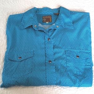 Roper Women's Blue Patterned Long Sleeve Shirt Size L